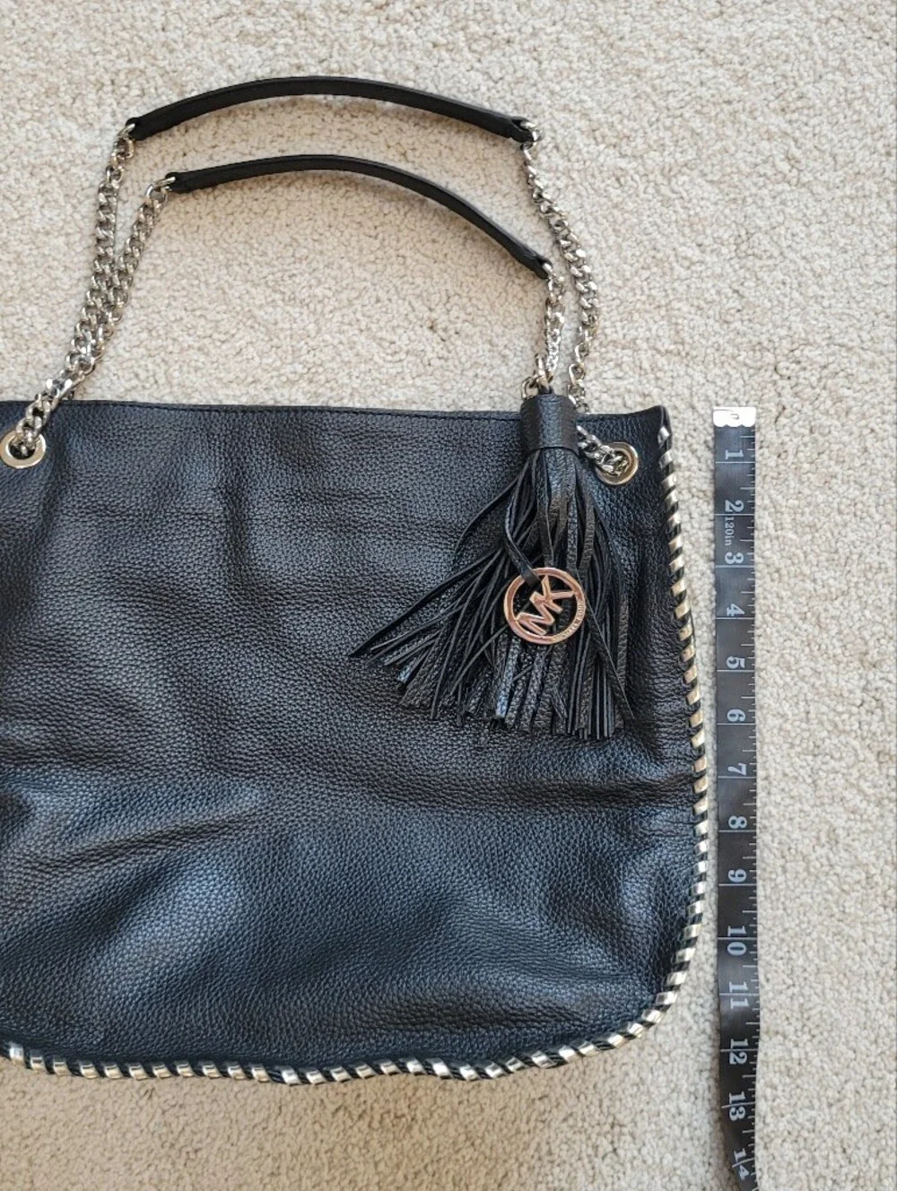*NWT Michael Kors Whipped Chelsea Black Pebbled Leather Chain Shoulder Bag